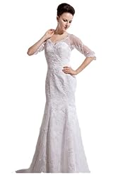 Mermaid Lace Long Sleeves Evening Dress/Wedding Dress  with a Court Train 