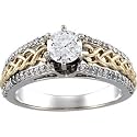 14K Two-Tone Gold Celtic Inspired Diamond Engagement Ring Semimount - 0.45 Ct. - CENTER STONE NOT INCLUDED