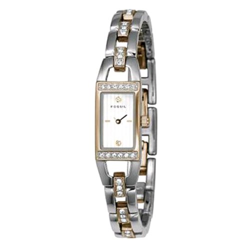 Fossil Women's ES1713 Two-Tone Stainless Steel Bracelet White Glitz Analog Dial Watch