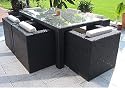 NOBLESSE Roma D, Gartenm&ouml;bel Rattan 1 Tisch, 6 Sessel, schwarz