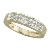 14K Yellow Gold Princess Invisible Set Diamond Band Ring