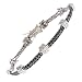 Black White Sterling Silver Bracelet with CZ Diamonds