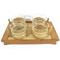Teeservice Holz/Glas mit Tablett