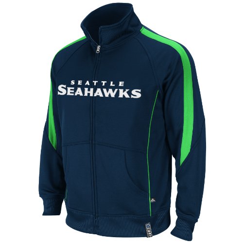NFL Men's Seattle Seahawks Tailgate Time Track Adult Long Sleeve Full Zip Track Jacket (Traditional Navy/Pacific Blue, X-Large)