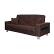 Upholstered CD Storage Futon with Pillows- Chocolate