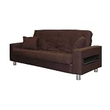 Upholstered CD Storage Futon with Pillows- Chocolate