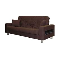 Upholstered CD Storage Futon with Pillows- Chocolate