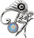 Sexy Silver Fairy Blowing Kiss Belly Button Navel Shield Ring
