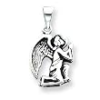 Sterling Silver Antiqued Angel Charm with 20 inch Sterling Silver Chain