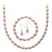 Sterling Silver Freshwater Cultured Pink Pearl Necklace, Bracelet Earring Jewelry Set