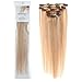 Emosa 7Pcs 70g 100% Real Full Head Remy Human Hair Clip In Extensions #18/613 Honey Blonde with Bleach Blonde Silky Soft