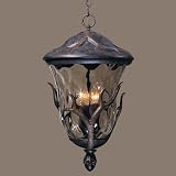 Antler outdoor pendant in bronze with clear hammered glass