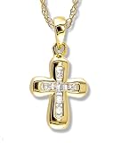 Petite Diamond (.10 ctw) Cross Pendant in 14k Yellow Gold