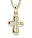 Jewelry : Petite Diamond (.10 ctw) Cross Pendant in 14k Yellow Gold
