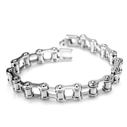 Men's Grey Titanium Bicycle Link Bracelet, 8