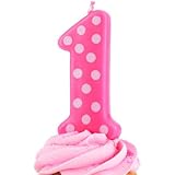 Oasis Supply 1st Birthday Polka Dot Girl Candles, 3.25-Inch