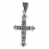 Sterling Silver Gothic Celtic Cross Marcasite Pendant