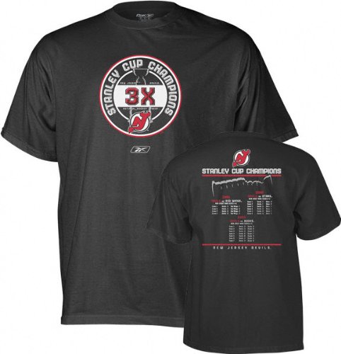 Buy New Jersey Devils -Black- 3-Time Stanley Cup Champions T-Shirt