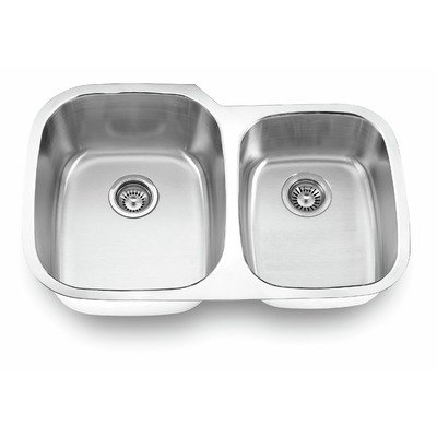 32 x 20.625 Stainless Steel Undermount Double Bowl Kitchen Sink Finish: Pearl Satin