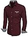 Hotouch Men's Regular Fit Dress Shirt Casual Button Down Shirt Wine Red L