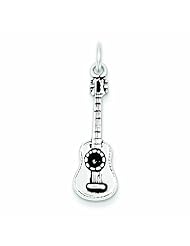 Genuine .925 Sterling Silver Antiqued Acoustic Guitar Charm 2.4 Grams.100% Satisfaction Guaranteed.