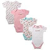 4-Pack Pastel Bodysuits, Pink, 9-12 months