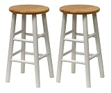 FTS - Counter Stool with Beveled Seat 24 inches set of -2- Beechwood and White Finish 136-121-24