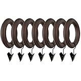 BEME International 2-Inch Diameter Wood Drapery Clip Rings Sienna, Set of 7