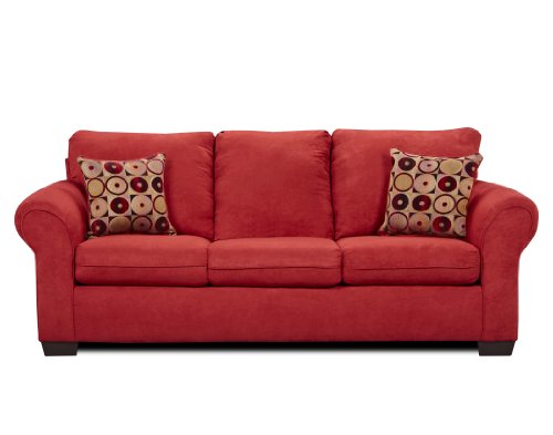 Simmons Aqua Red Micro Fiber Fabric Sofa