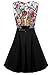 ACEVOG Women Floral Mini Skater Dress See-Through Party Evening Cocktail Dress