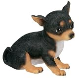 CHIHUAHUA Black Puppy DOG FIGURINE sits Resin 6628