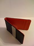 Black/Red Money Clip Bi-Fold Wallet 100% Genuine Leather by DesignSK