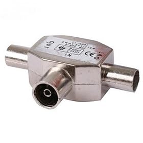 2 Way TV Aerial Female to 2 Male Coaxial Splitter