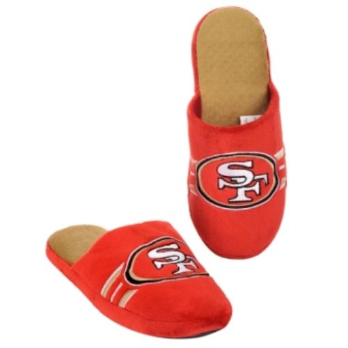 San Francisco 49ers 2011 NFL Team Logo Stripe Slide Slippers House Shoes - Extra Large