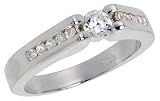 Sterling Silver .23 Carat Size Brilliant Cut Cubic Zircon Bridal Ring