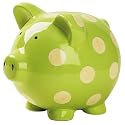 Elegant Baby Ceramic Polka Dot Piggy Bank Green