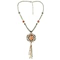 Topaz and Tigers-eye Medallion Necklace