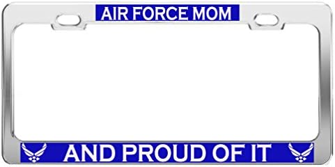 AIR FORCE MOM AND PROUD OF IT Military US Army Auto Tag License Plate Frame b/w