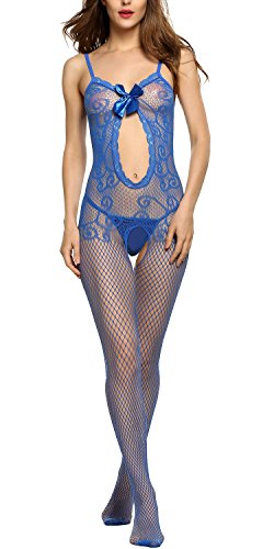 Avidlove Women Lingerie Strap Sheer Open Crotch Bowknot Bodystocking