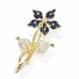 14k Gold Sapphire Flower Stick Pin With Diamond Center And Petals