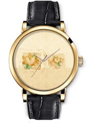 SPRAWL Aanalog Fashion Series Gold Ladies Watches of Genuine Black Leather Strap,Unique Wrist Watch for Women Girls Designed with Beige frame hearts