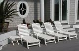Nautical Chaise Lounge With Arms - Stackable-Dark Teak
