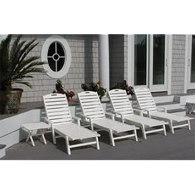 Nautical Chaise Lounge With Arms - Stackable-White by Poly-Wood