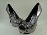 New Pewter Open Toe High Heel Dress Sandal #F05