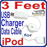 3 feet Retractable USB Charger / Data Cable for APPLE iPod 3G , 4G , MINI , NANO , PHOTO