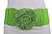 TFJ Women Elastic Wide Corset Belt High Waist Hip Bright Green Fabric Flower Bling S M