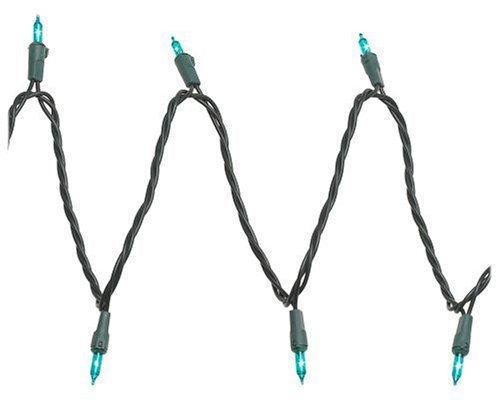 Bethlehem Lighting Indoor/Outdoor Miniature 50-Light Set, Teal with Green Wire