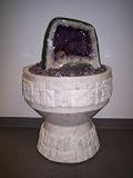 Aqua Amethyst Geode Fountain With Light And Crystal Sphere.