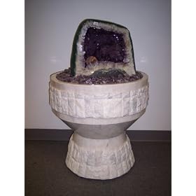 Aqua Amethyst Geode Fountain With Light And Crystal Sphere. by SHOPZEUS