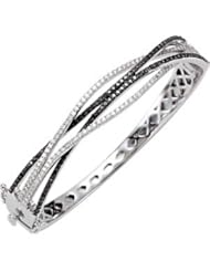 Black And White Diamond Bangle Bracelet 14K White 68326